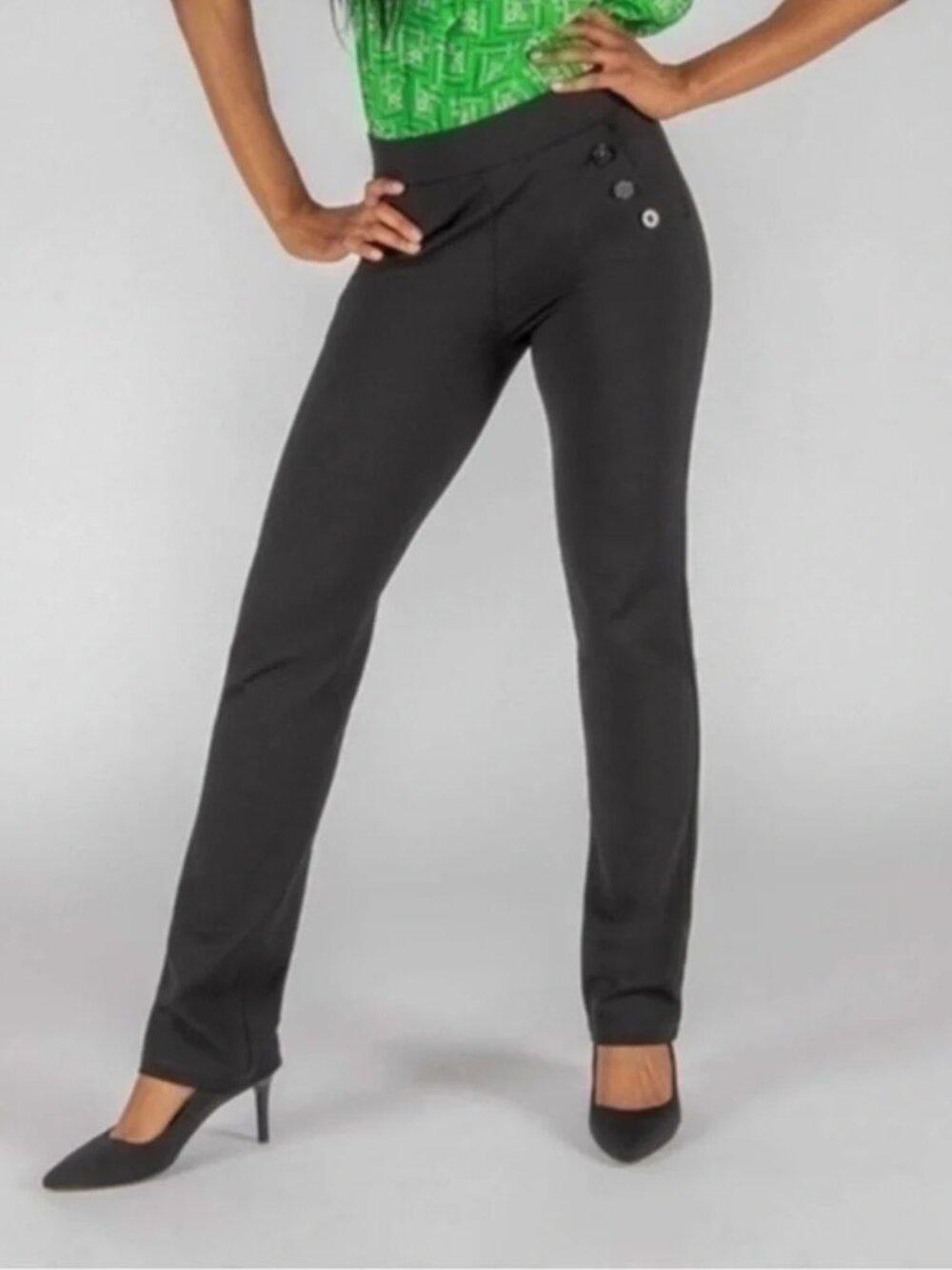 New Betabrand Charcoal Bootcut Six Button Dress Pant Yoga Pants XXLarge